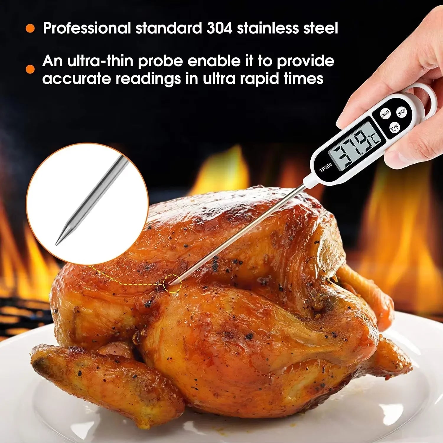 Stainless Steel Probe Type Household Food Thermometer Pen Type Milk Temperature Cooking Food Thermometer Zpaxo
