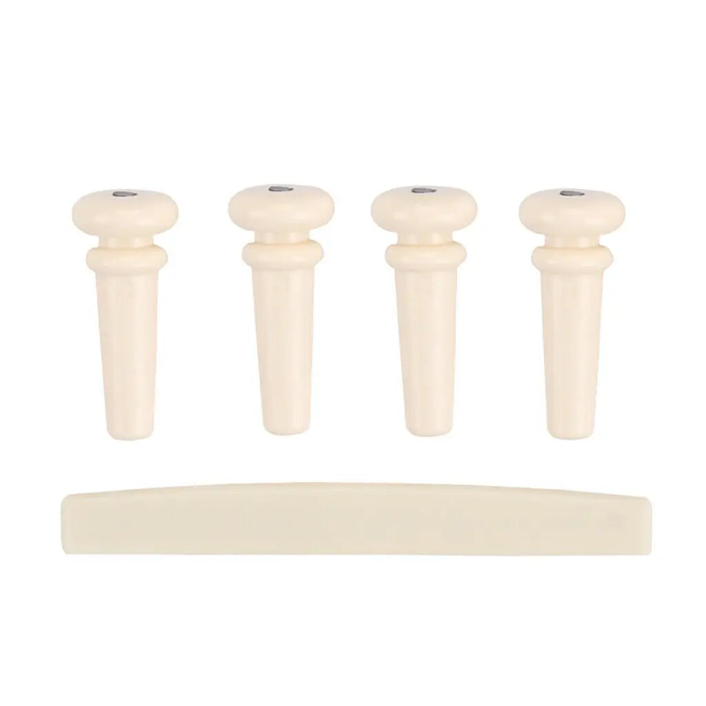 Acoustic Bass Guitar Cream Bridge Pins+ Saddle Instrument Replacement