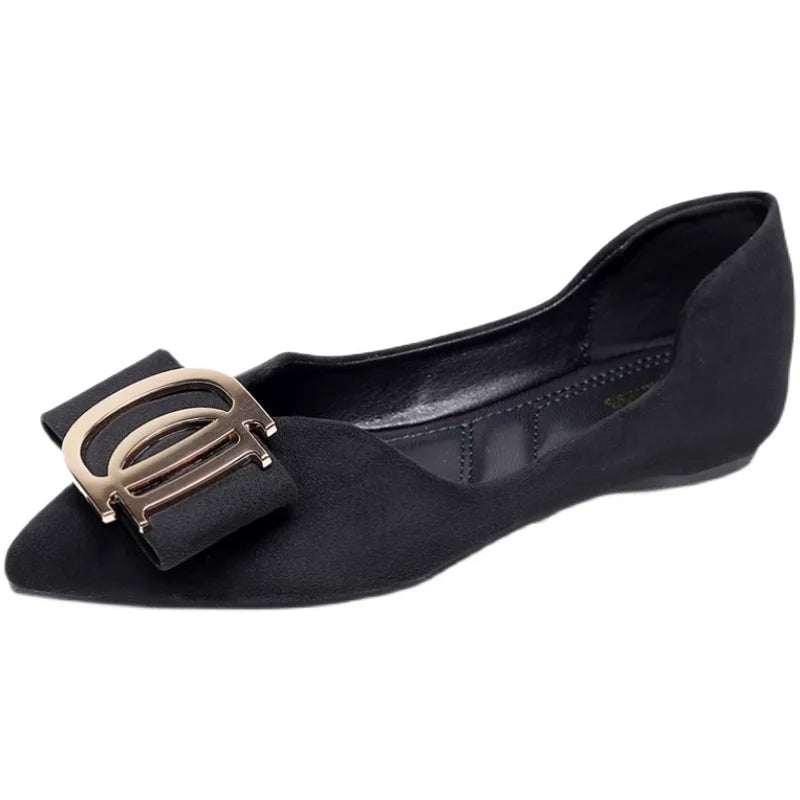Plus Size 44 45 46 Flats Shoes 2023 Women's Pointed Toe Shallow Versatile New Spring Soft work shoes Ladle Shoes women shoes Zpaxo