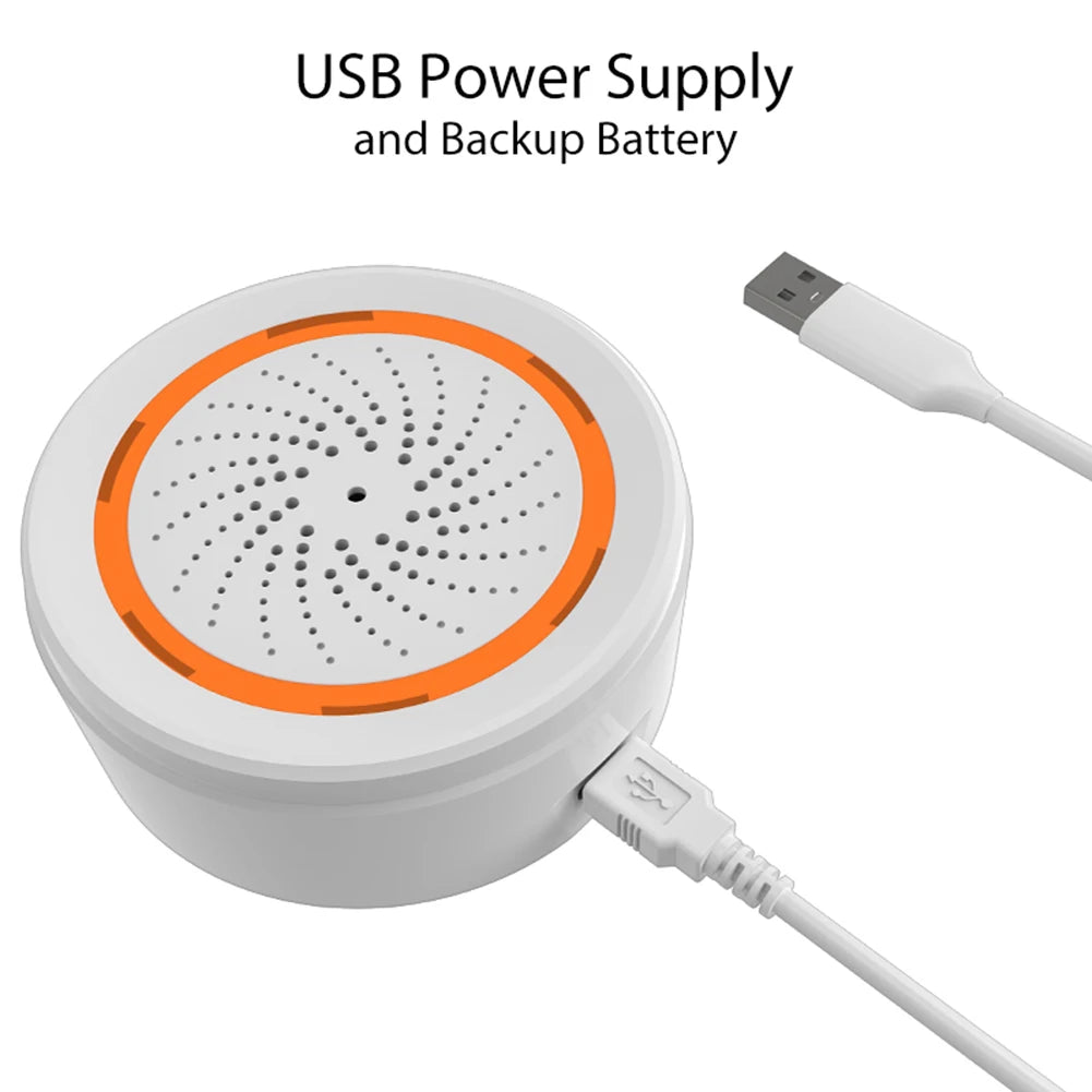 USB Sound Light Sensor Tuya Zigbee 90dB Smart Alarm Siren App Remote
