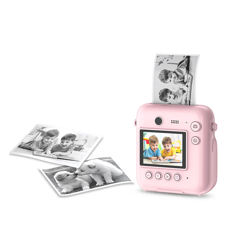 Instant Print Digital Camera Mini Portable Photo Printer with Cute Cartoon Design Instant Black & White Printing Zpaxo