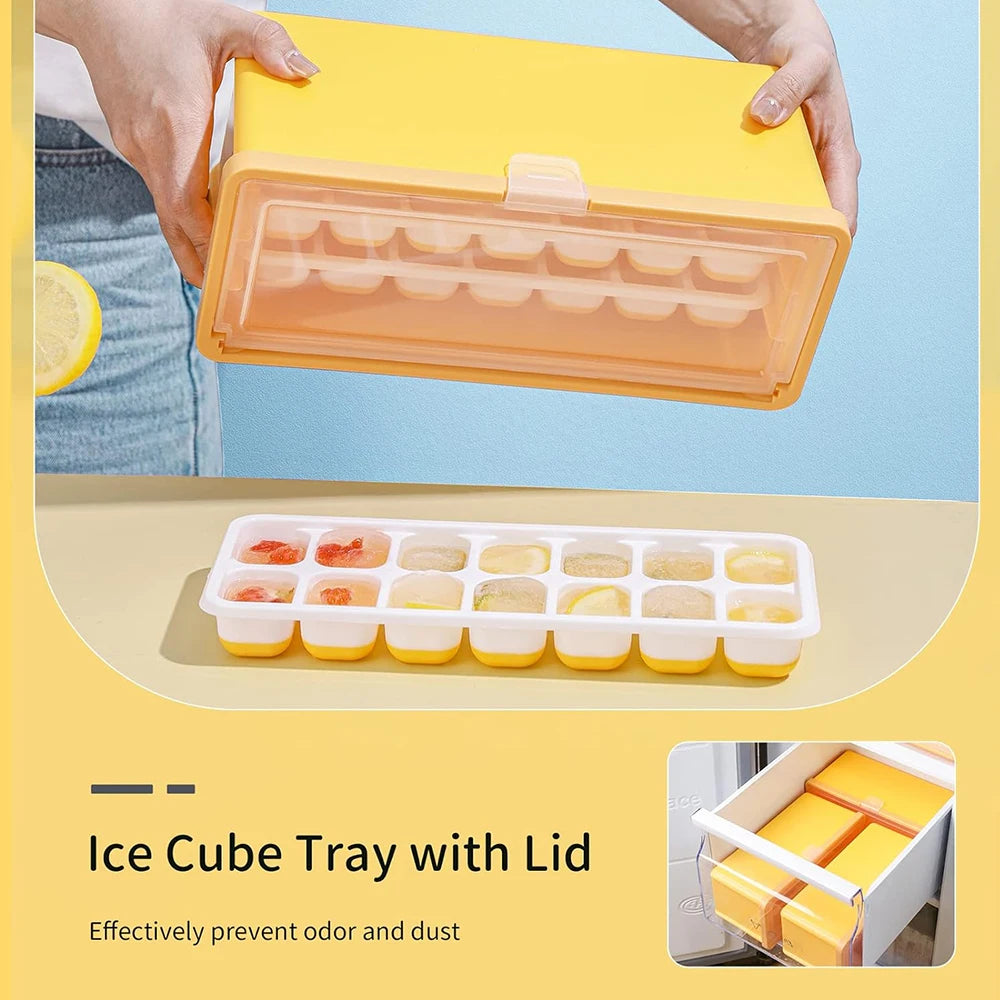 Ice Cube Tray with Bin Ice Bucket with Lid Ice Scoop Ice Maker Storage Box for Whiskey Juice Drink Home Bar Tool Zpaxo