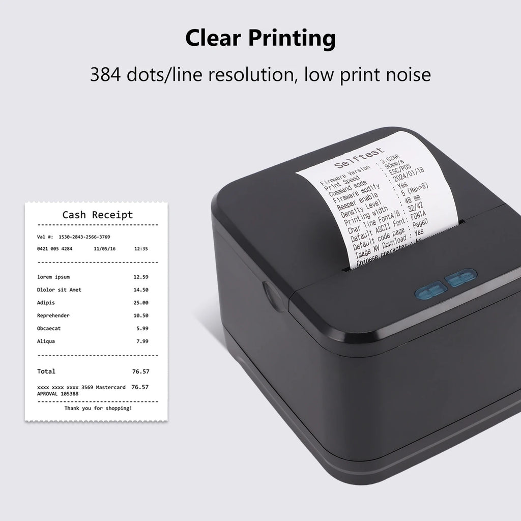 58MM Thermal Receipt Printer Wireless Printing Machine Bluetooth+USB+LAN Interface Compatible with Win Android IOS for Store Zpaxo