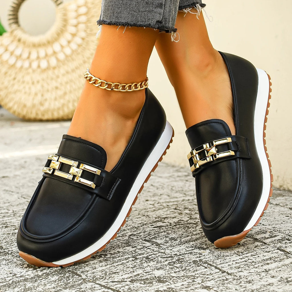 Women Sneakers Luxury Metal Lightweight Loafers Women Comfortable Non Slip Sneakers Woman Spring Autumn Plus Size Flat Shoes Zpaxo
