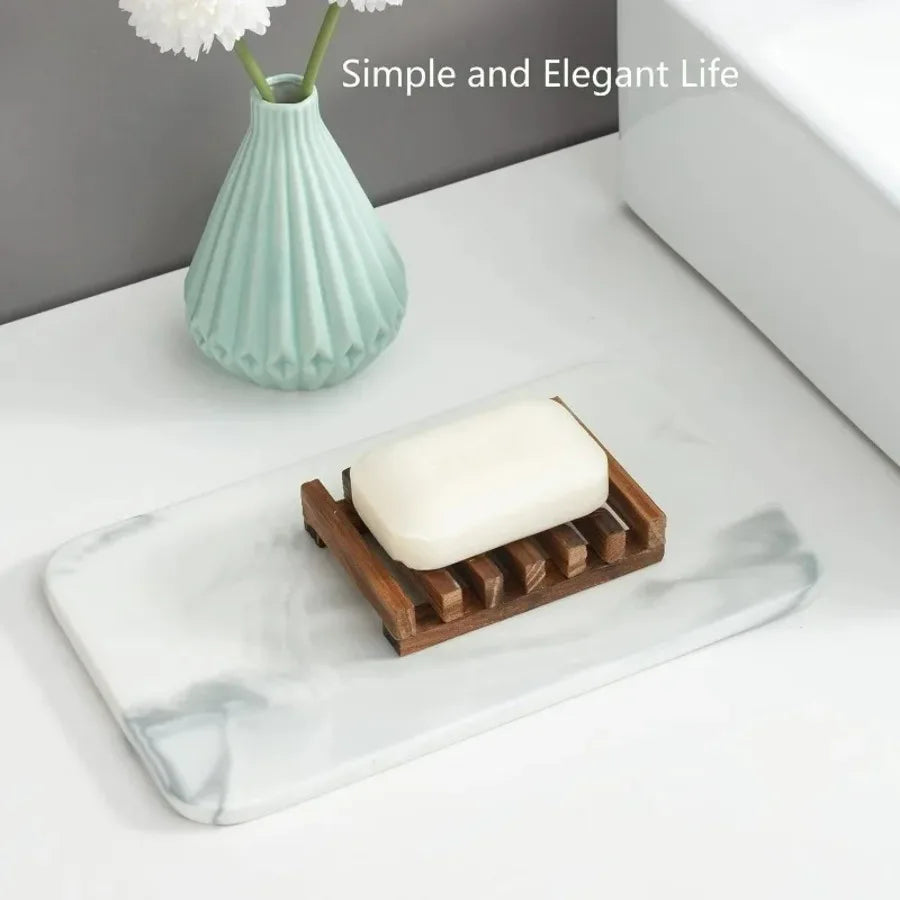 Bamboo Wooden Soap Dish – Self-Draining Shower Organizer Bamboo Soap Dish Zpaxo