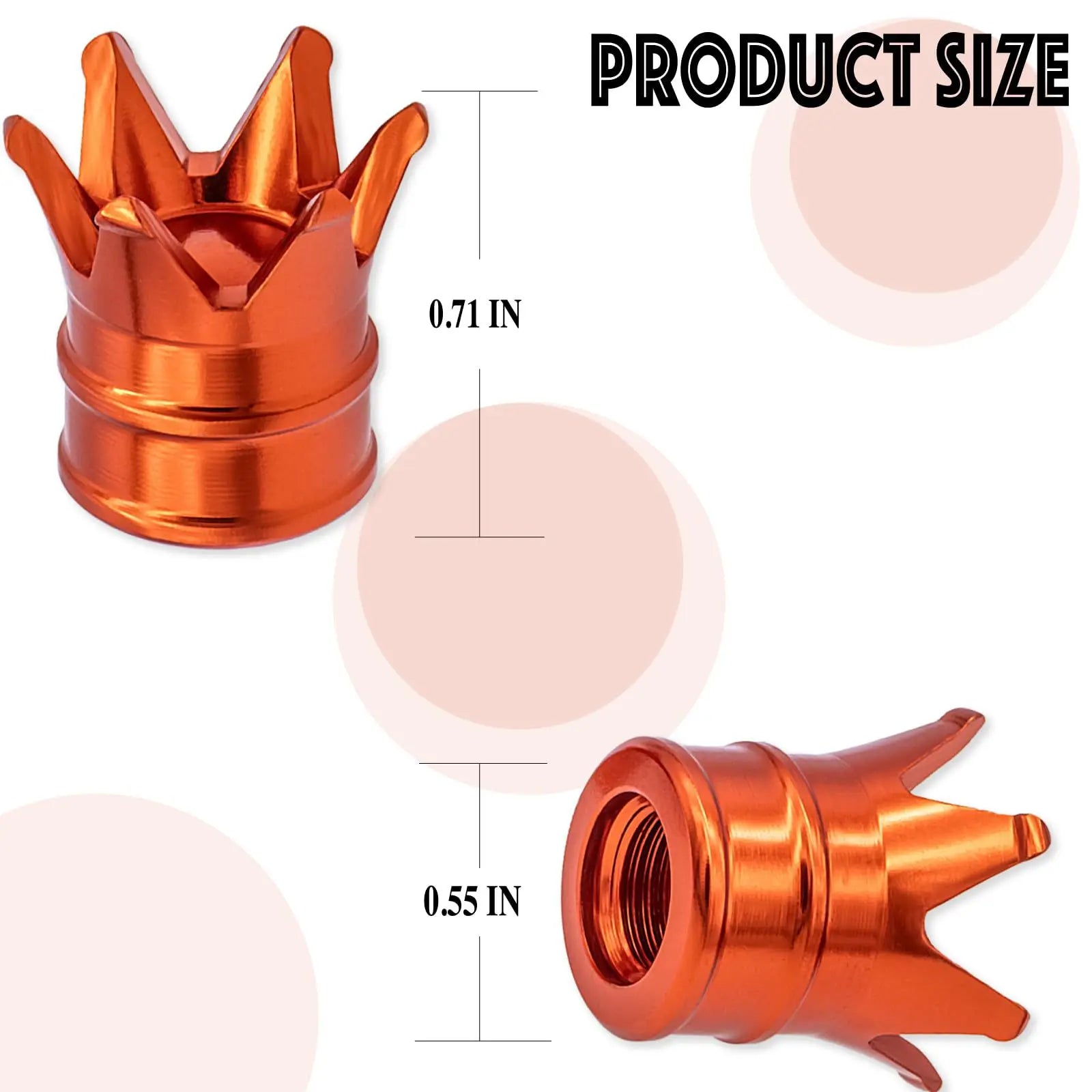 Crown Aluminum Alloy Tire Valve Caps – Universal 4-Pack