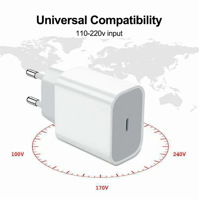 For iphonePD 20W USB Phone Charger Fast Charger for iPhone iPad Samsung OnePlus Wall Quick Charge Adapter TypeC Cable EU/US Plug Zpaxo