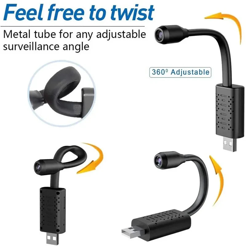 4K USB Surveillance Wifi Cameras Mini Flexible Lens Cable Motion