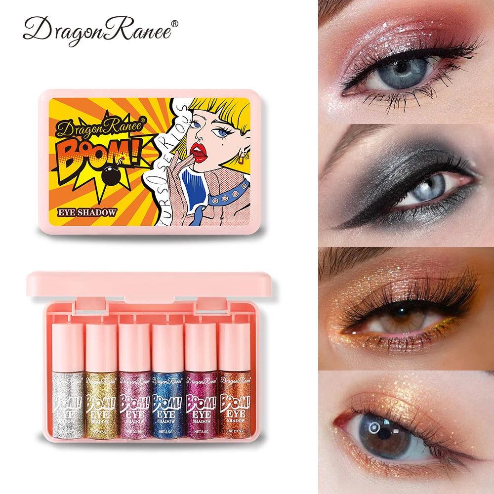 Six Piece Eye Shadow Cover Box, Fine Glitter, Pearlescent, Waterproof, Delicate Makeup, Non-Smudging, Holiday Stage Party, Versatile Zpaxo
