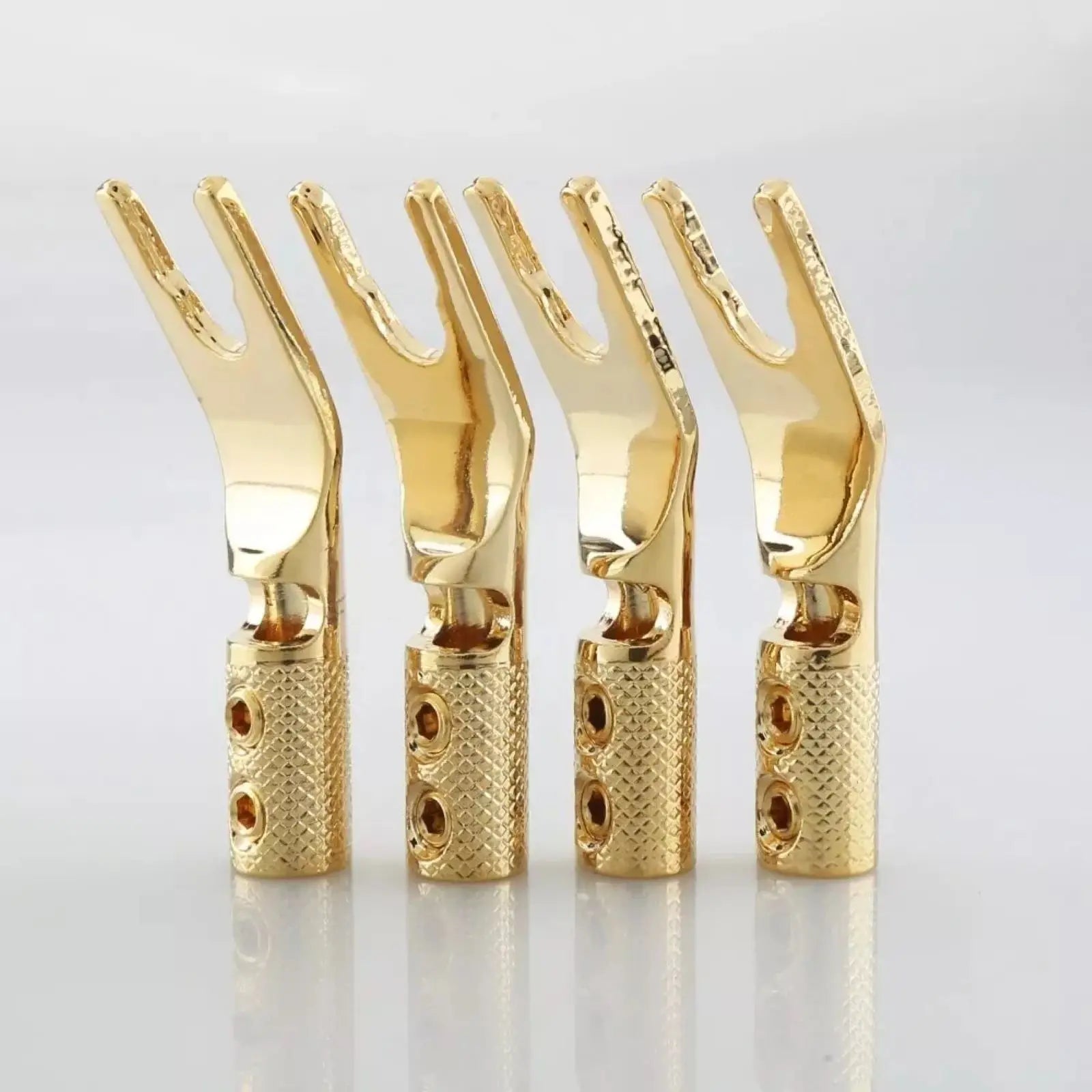 Y Spade Connector Plug Fork Connectors Copper Gold Plated Loudspeaker