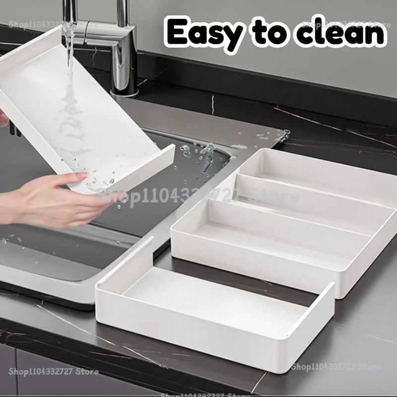 Expandable Organizational for Drawer Storage Box Locker Drawer Organizer Adjustable for Kitchen Spoons Forks Knives Drawer Zpaxo