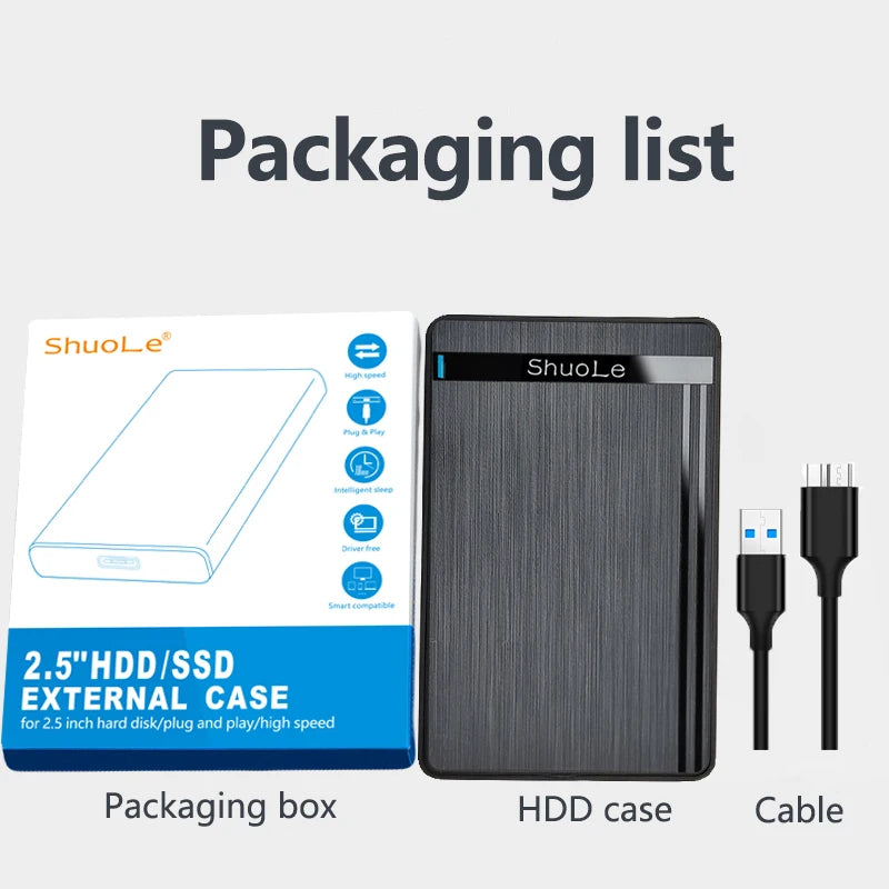 2.5-inch SSD Solid State Mechanical Serial Port SATA Hard Disk Case Toolless Micro Interface USB 3.0 External Mobile Zpaxo black
