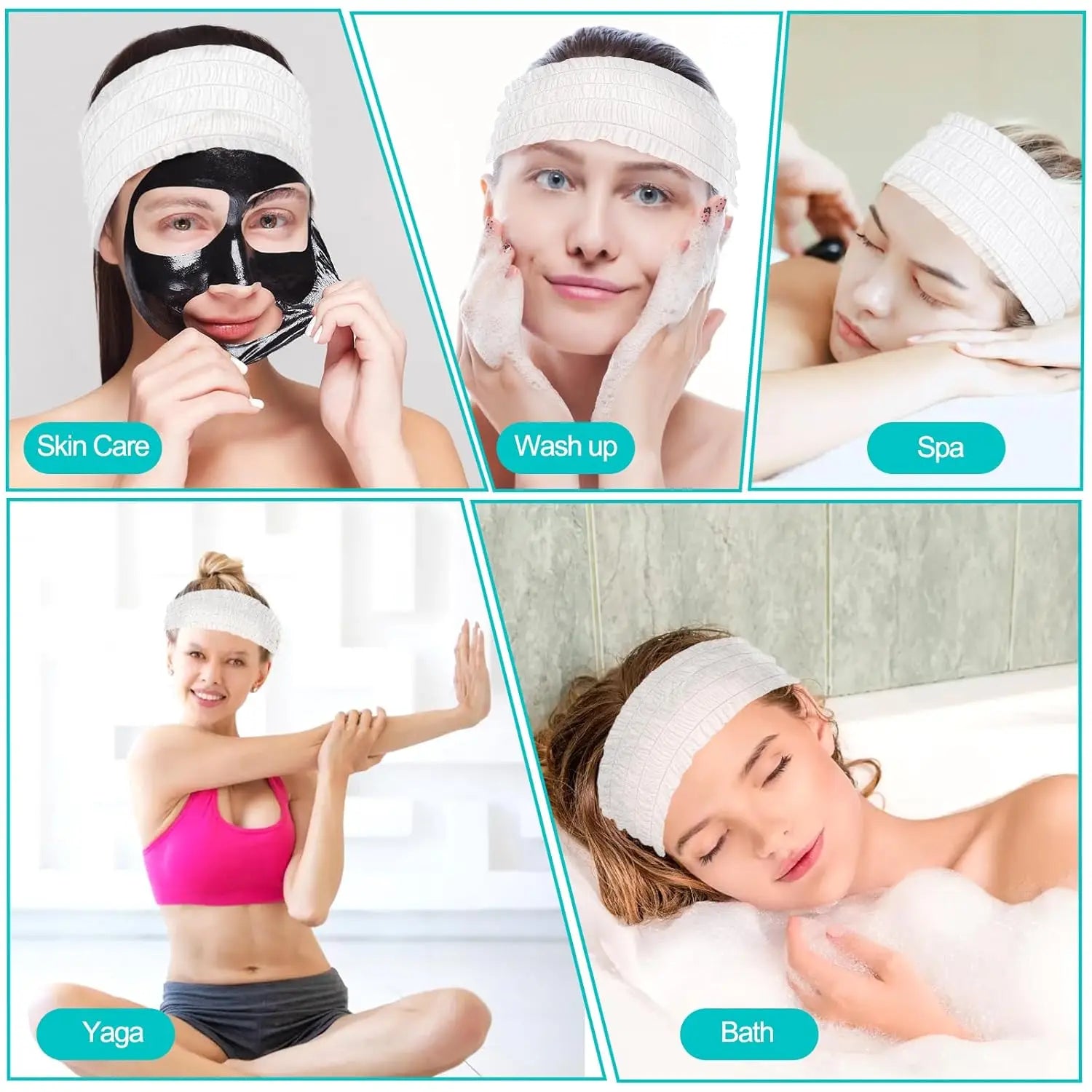 100Pcs Disposable Headbands for Women Spa Facial Disposable Hairband Non-woven Fabric Headband for Makeup Travel Skin Care Soft Zpaxo