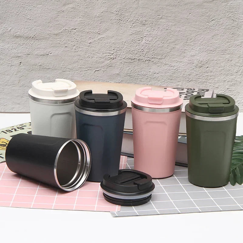 380/510ML Travel Stainless Steel Coffee Cup Thermal Mug Leak-Proof Thermos Bottle Tea Coffee Mug Vacuum Flask Insulated Cups Hot Zpaxo Blue 380ml