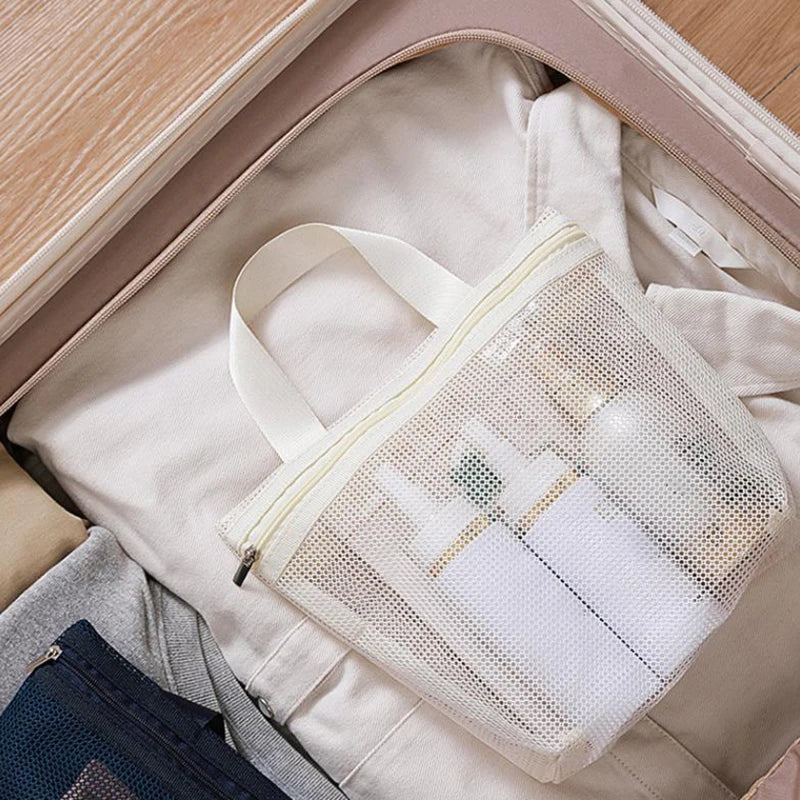 Mesh Makeup Toiletry Storage Bags Handbags Portable Travel Washing Zpaxo