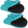 1 Pair Kitchen Oven Gloves High Heat Resistant Short Oven Mitts with Non-Slip Grip Surfaces and Hanging for BBQ Baking Cooking Zpaxo Blue