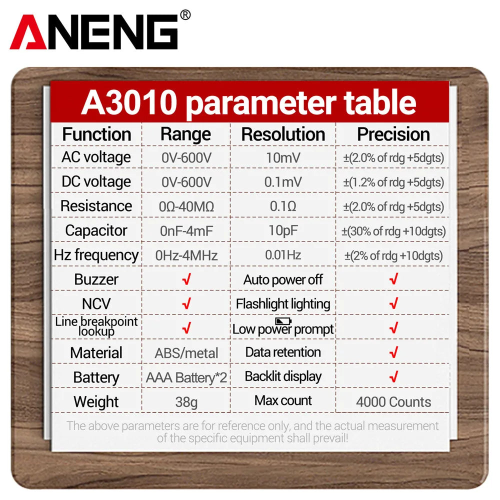 ANENG A3010 Pen-type Multimeter Meter Auto Range Tester LCD