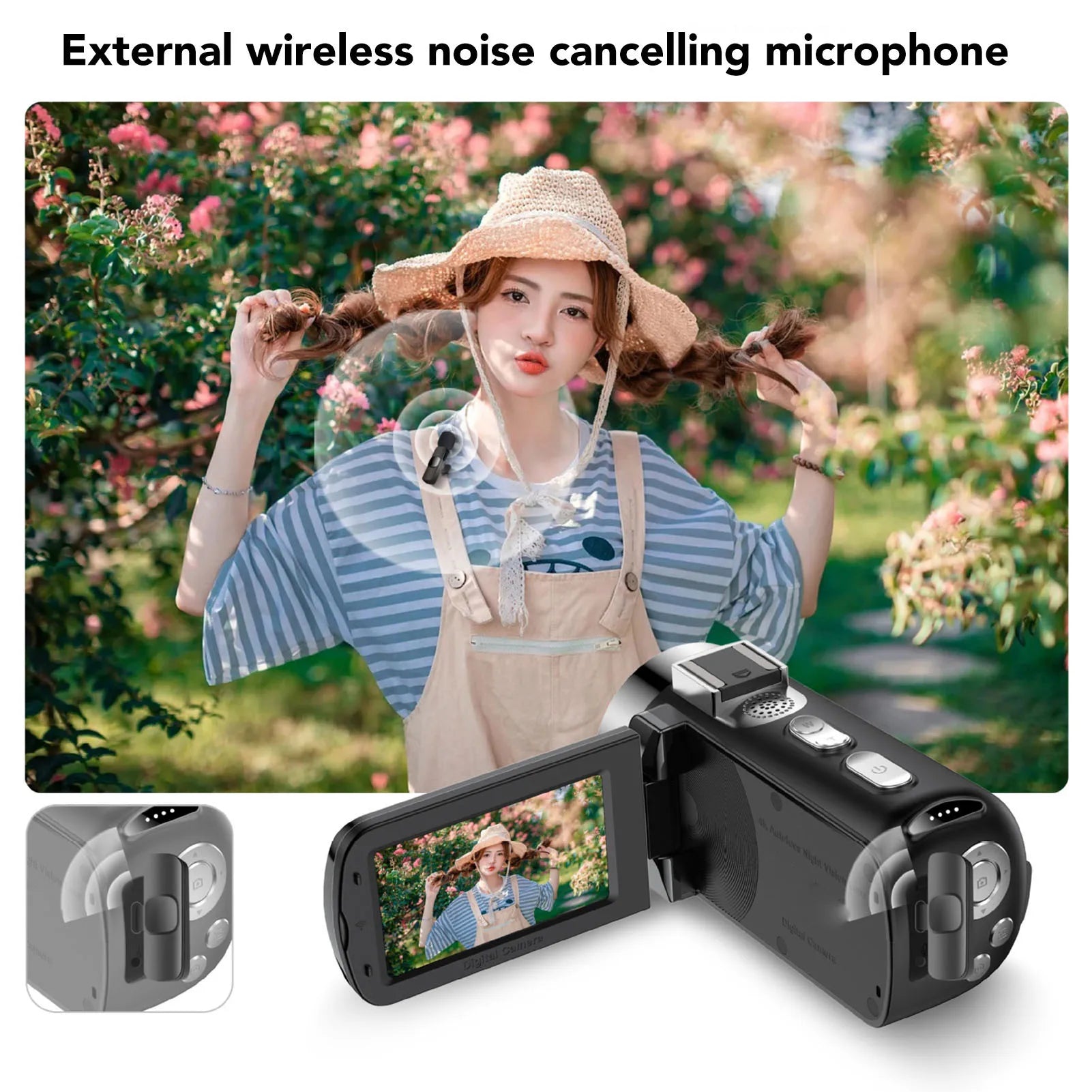 Video Camera 4K Camcorder 64MP HD Wifi Rotation Screen Digital