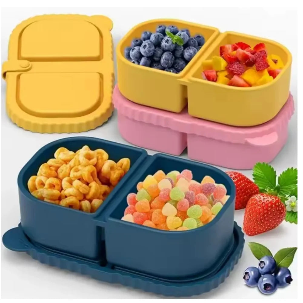Premium Silicone Reusable Snack Containers Double Compartment Snackle Zpaxo
