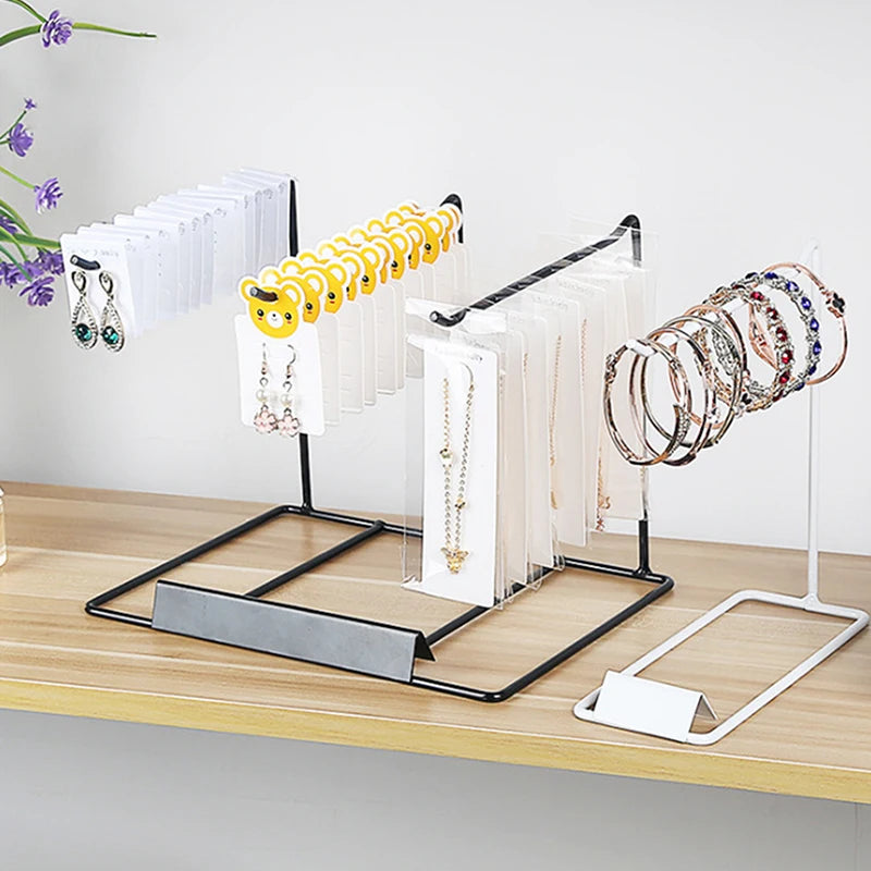 Desktop Iron Bracket Jewelry Showcase Rack Earring Necklace Hair Zpaxo