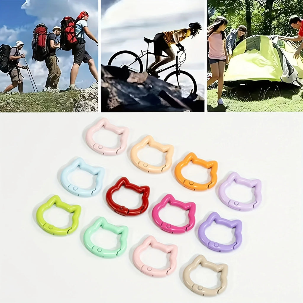 6 Pieces Durable Mixed Color Aluminum Kitten Climbing Buckle Carabiner, Metallic and Macaron Color, Spring Spring Hook Keychain Zpaxo