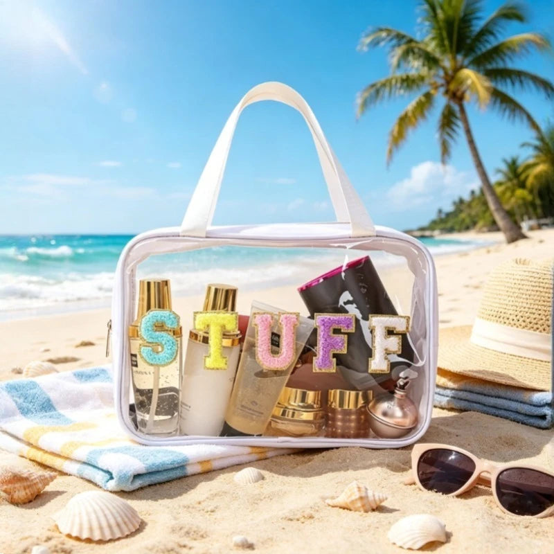 Transparent PVC Cosmetic Bag Large Waterproof Makeup Pouch Handle