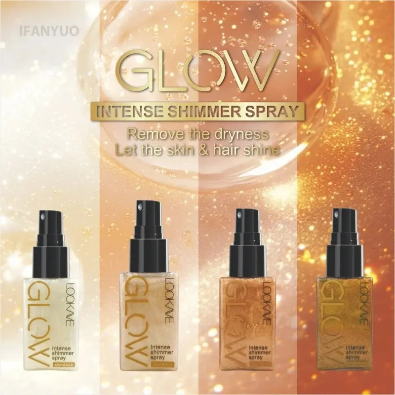Pearlescent Glitter Spray Shimmer Oil Lasting Shine Gold Bronze