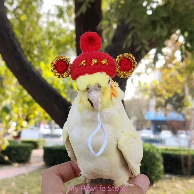 Handmade Crochet Small Pet Hat Adjustable Neckstrap Hamster Cartoon