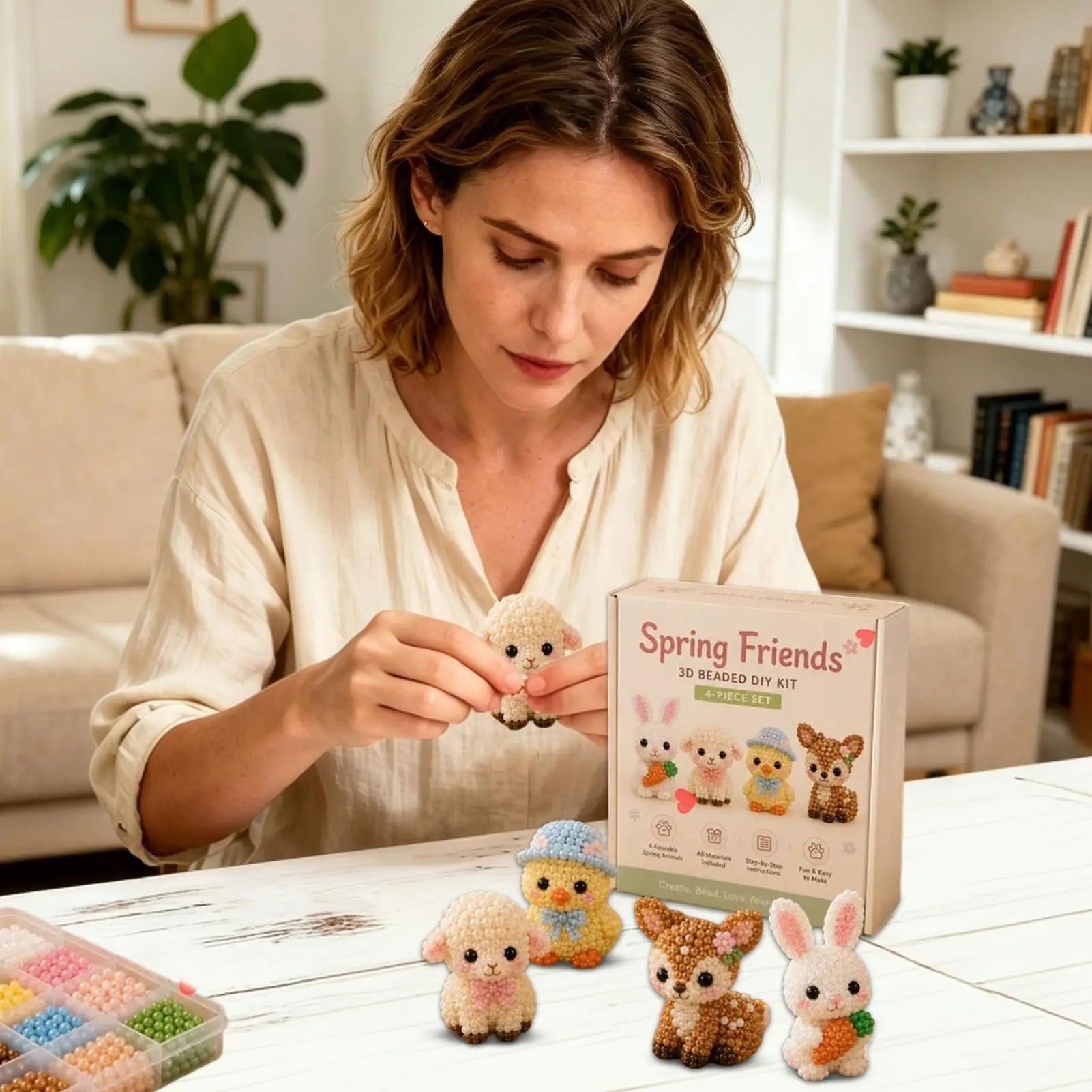 Beaded Animal Kit Cute Design 3D Animal Creative Colorful Beading Embroidery Kit For Beginners Craft Lovers Adults Enthusiasts Zpaxo