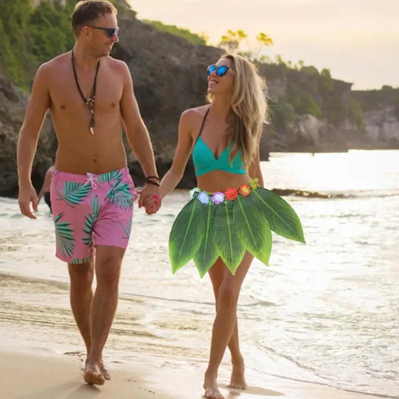 Leaf Grass Skirt Hawaiian Green Beach Dance Party Bonfire Artificial