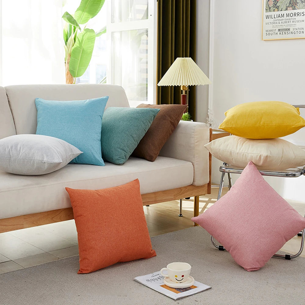 Cushion Cover Pillow Cover Linen Pillowcase for Sofa Living Room Outdoor 45*45cm Home Decor Zpaxo