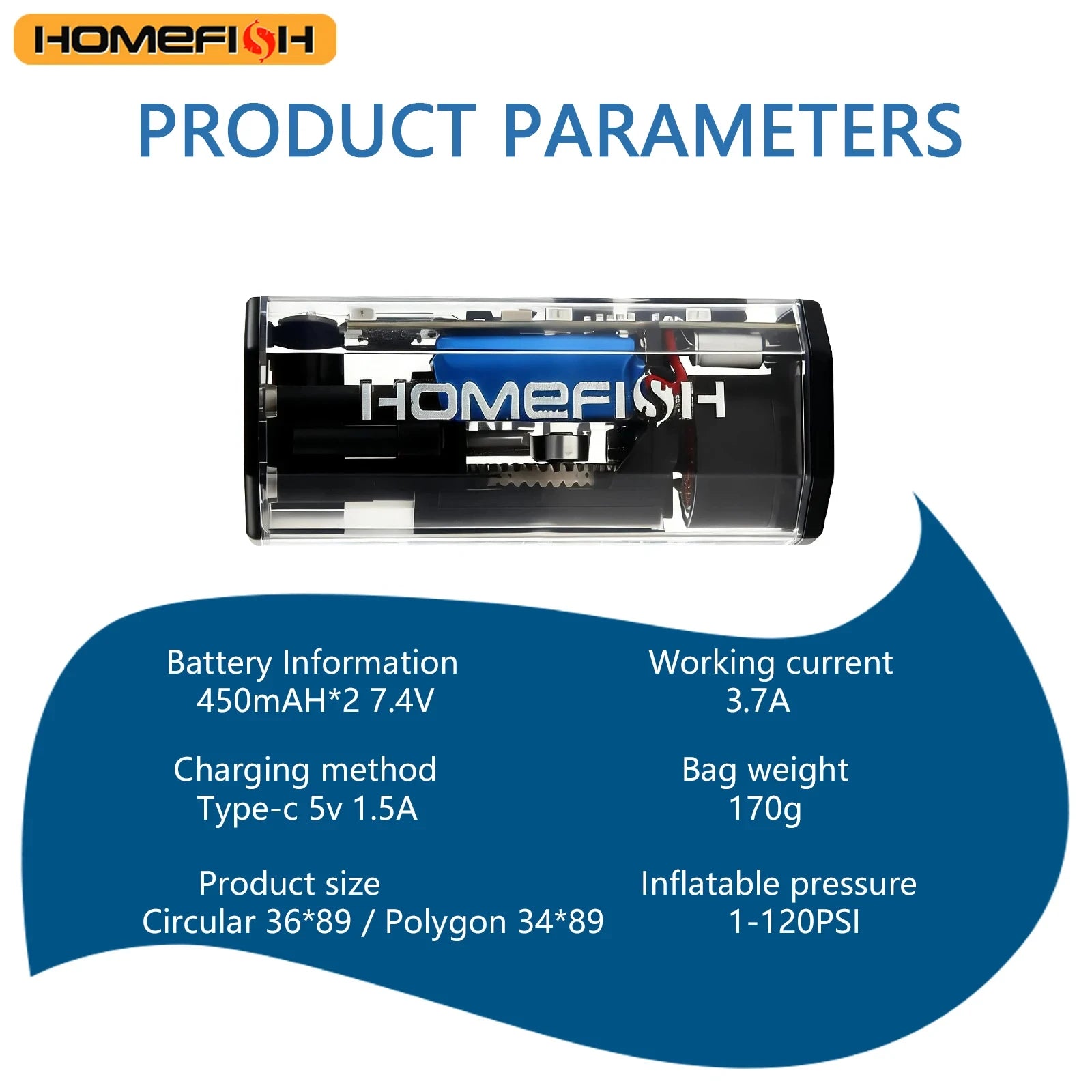 HOMEFISH Mini Air Pump Tire Inflator Car Electric Min Portable