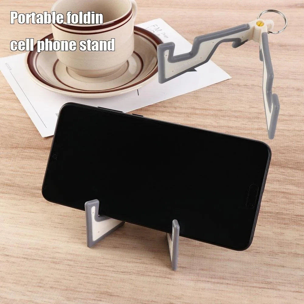 Keyring Desk Phone Holder Keychain Foldable Ultra Thin Keychain Mobile Phone Stand Lightweight Mini Zpaxo