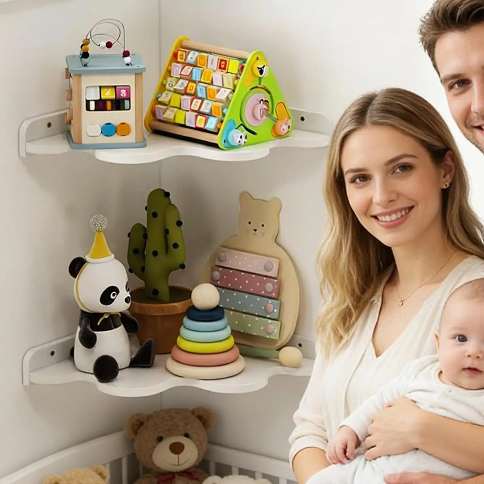Corner Floating Shelf 2 Cloud Storage Rack Wall Mounted Bookshelf