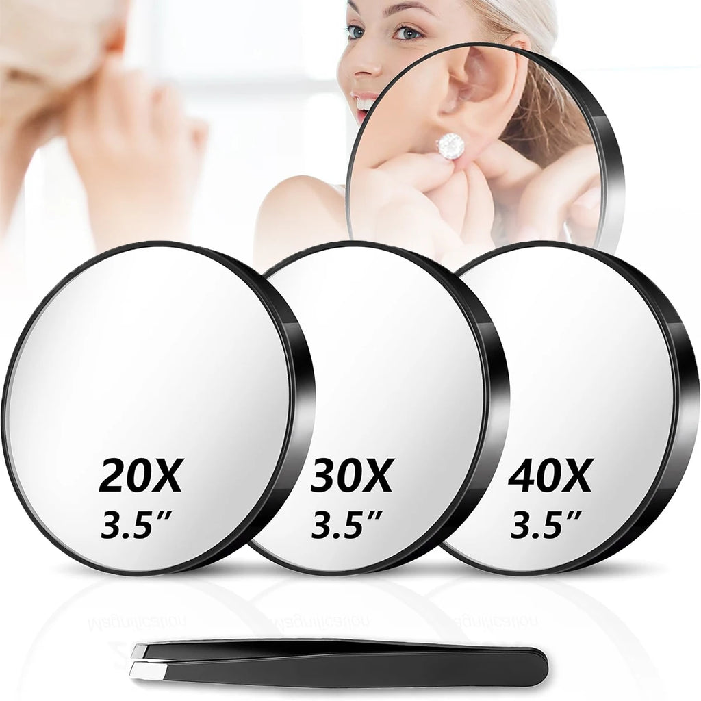 Magnifying Mirror Set 20X 30X 40X – Travel Compact Mirror & Tweezers