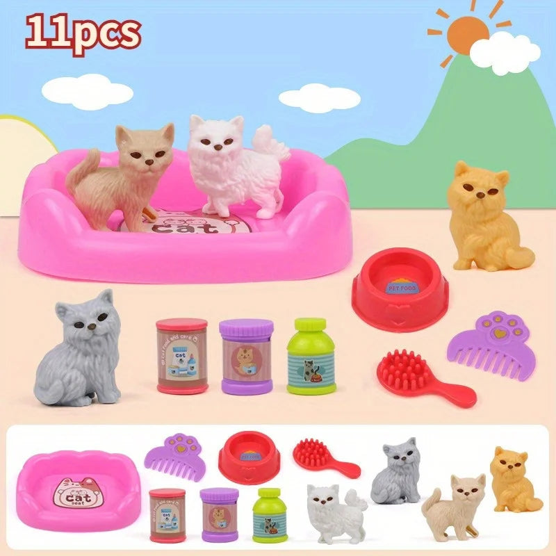 Cute Dog Pet Basket Family Toys Doll Cage Scene Playing Christmas Zpaxo as pic 2
