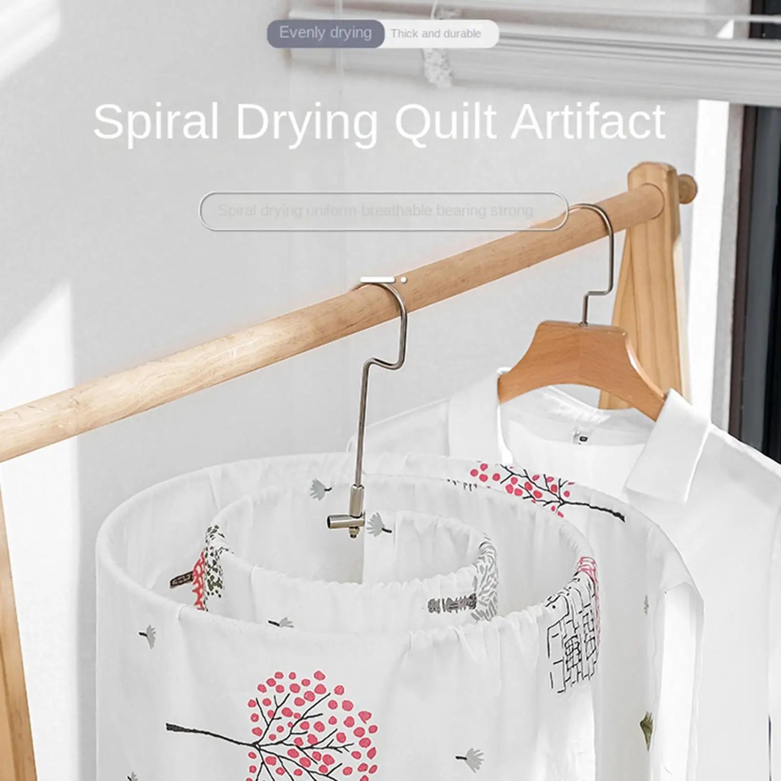 Spiral Sheet Hanger Foldable Stainless Steel Spiral Drying Rack Space Saving Bedspread Hanger for Bedspread Coverlet Mattress Zpaxo