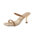 Square Toe Women's Rhinestone Strap Slippers Summer Temperament Open Zpaxo Gold 39