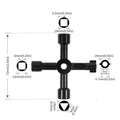 4 In 1 Multifunction Electrician Plumber Utility Cross Switch Wrench Square Triangle Wrench Tool for Elevator Gas Train Radiator Zpaxo 1pc-black
