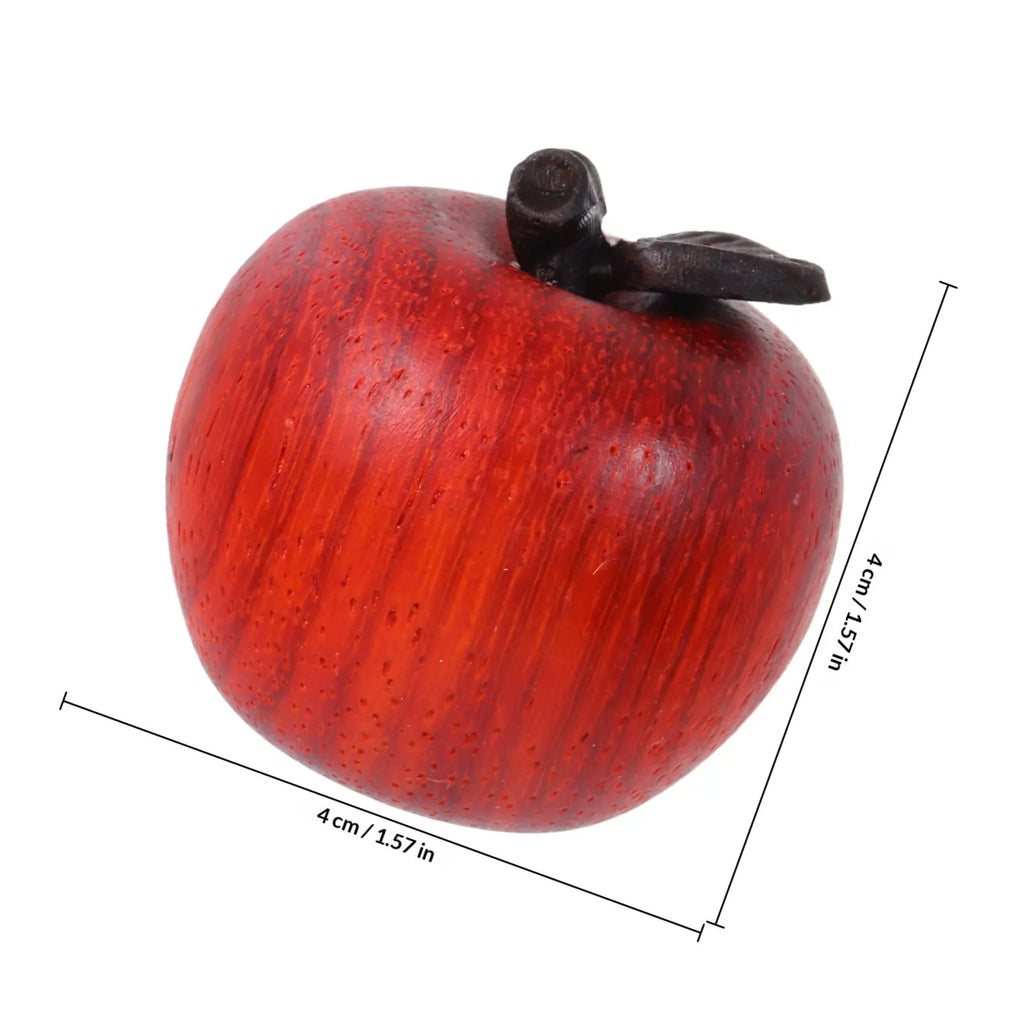 Red Sandalwood Wooden Apple Carved Small Faux Fruit Decorative
