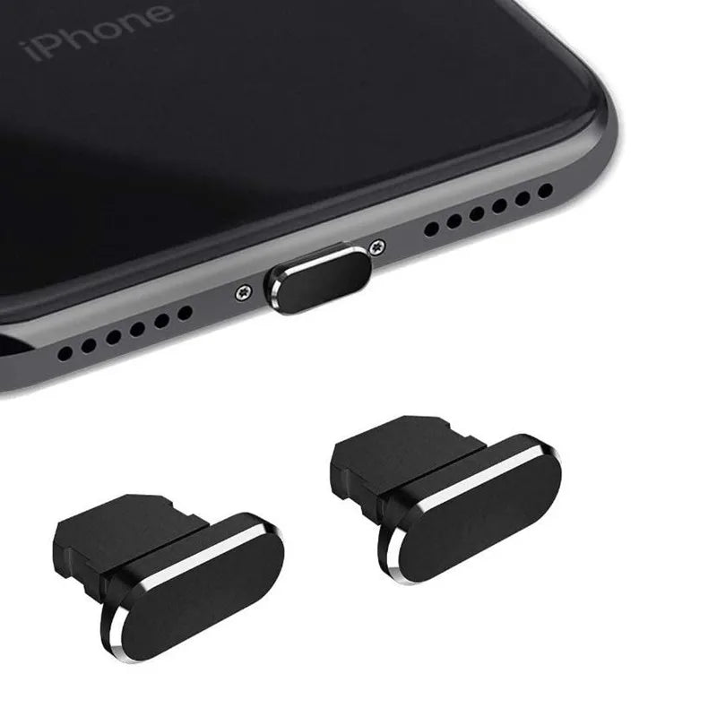 2-10PCS Aluminum Alloy Anti Dust Plug for IPhone 14 13 12 11 Pro Max 8 Plus IPad AirPods Apple Series Lightning 8-pin Port Cover Zpaxo Black 6PCS