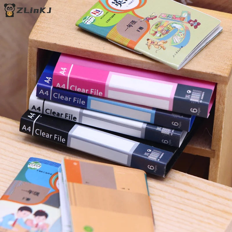 ▶1Pcs Miniature Dollhouse File Book Folder Binder - Home Model Decor Toy Doll House Accessories 1:12 Scale Simulation Furniture Zpaxo