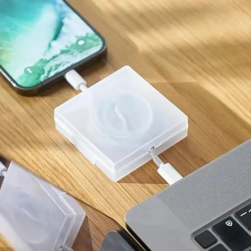 Rotatable Transparent Square Wire Winder Box Cable Management Zpaxo