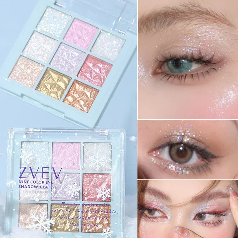 Dream Girl Eyeshadow Palette 9 Colors Snowflake Shimmer Matte Highlights Cool Tone Eye Shadow Korean Make-up Women Cosmetic Zpaxo