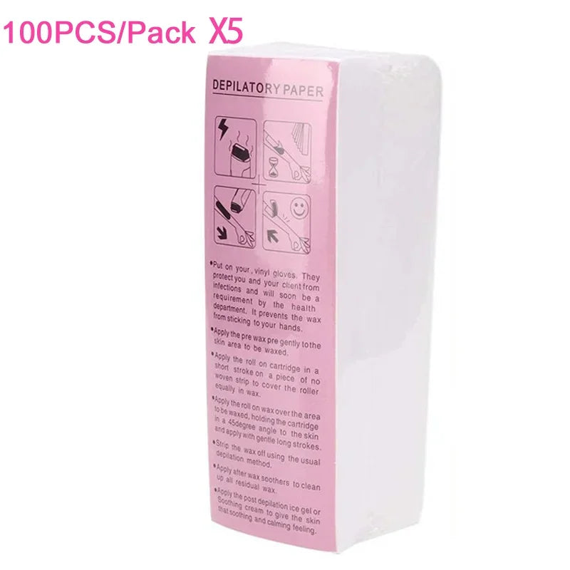 New 20/50/100Pcs Wax Paper Professional Hair Removal Waxing Strips Non-woven Fabric Waxing Papers Depilatory Beauty Tool Removal Zpaxo 108-100pcsX5