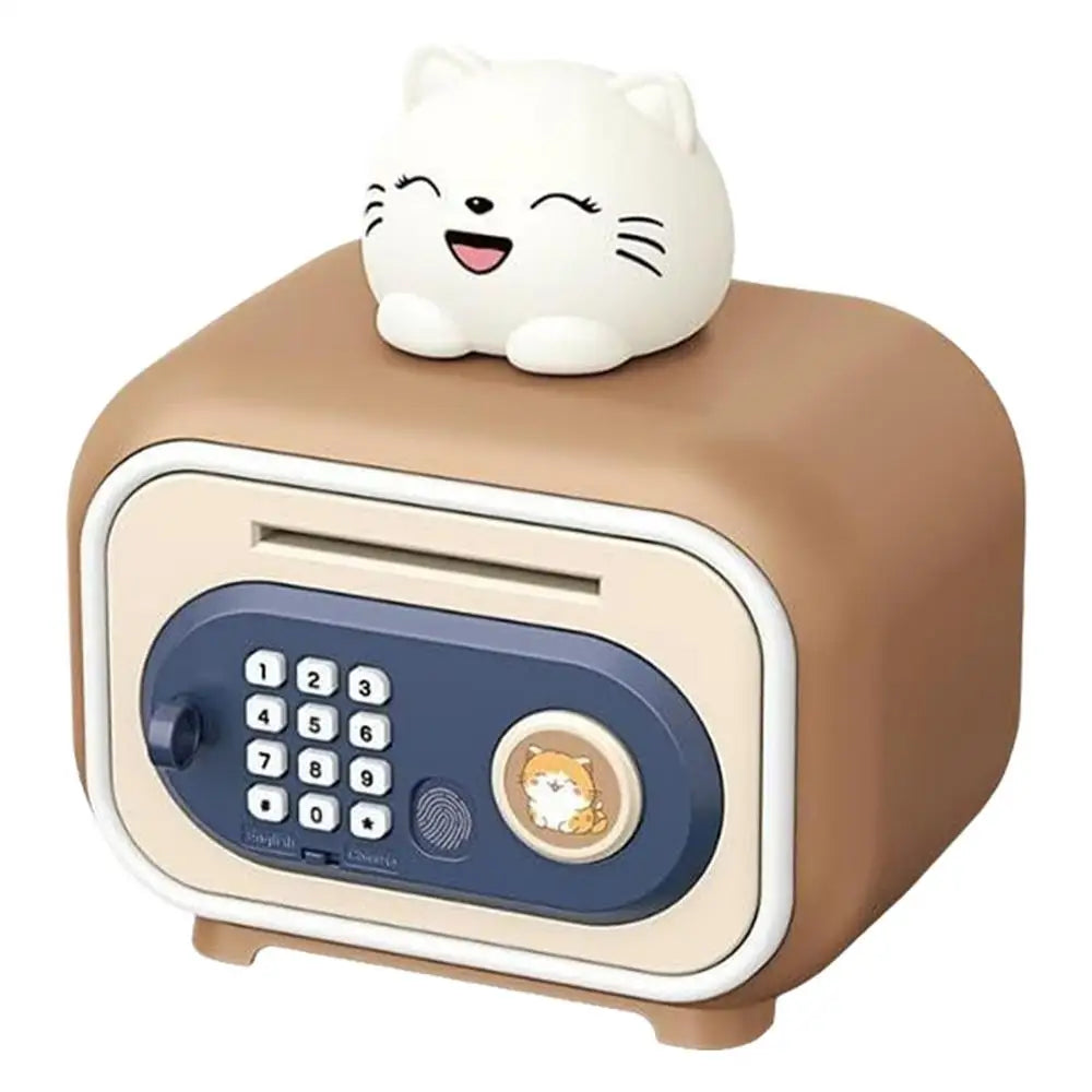 Kids Money Bank Password Fingerprint Unlock with Sound Money Saver Box Kids Banks for Cash Bill Coin Boys Girls Over 3 Year Old Zpaxo China Mainland Brown