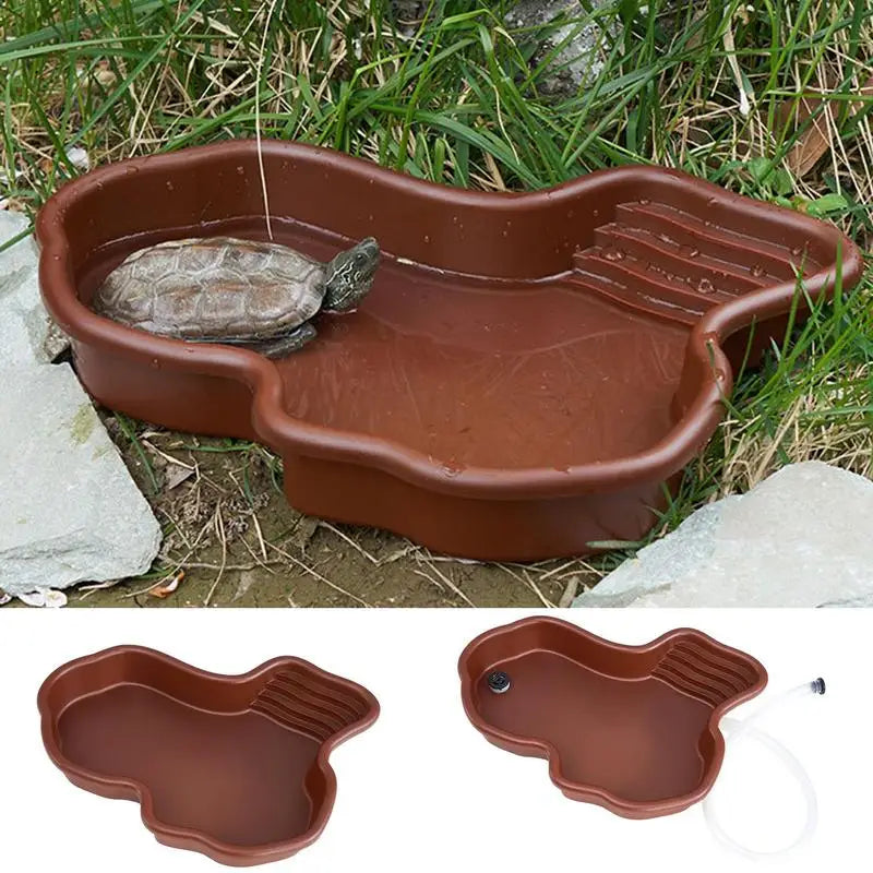 Turtle Feeding Dish Large Reptile Feeder Ramp Basking Stand Food