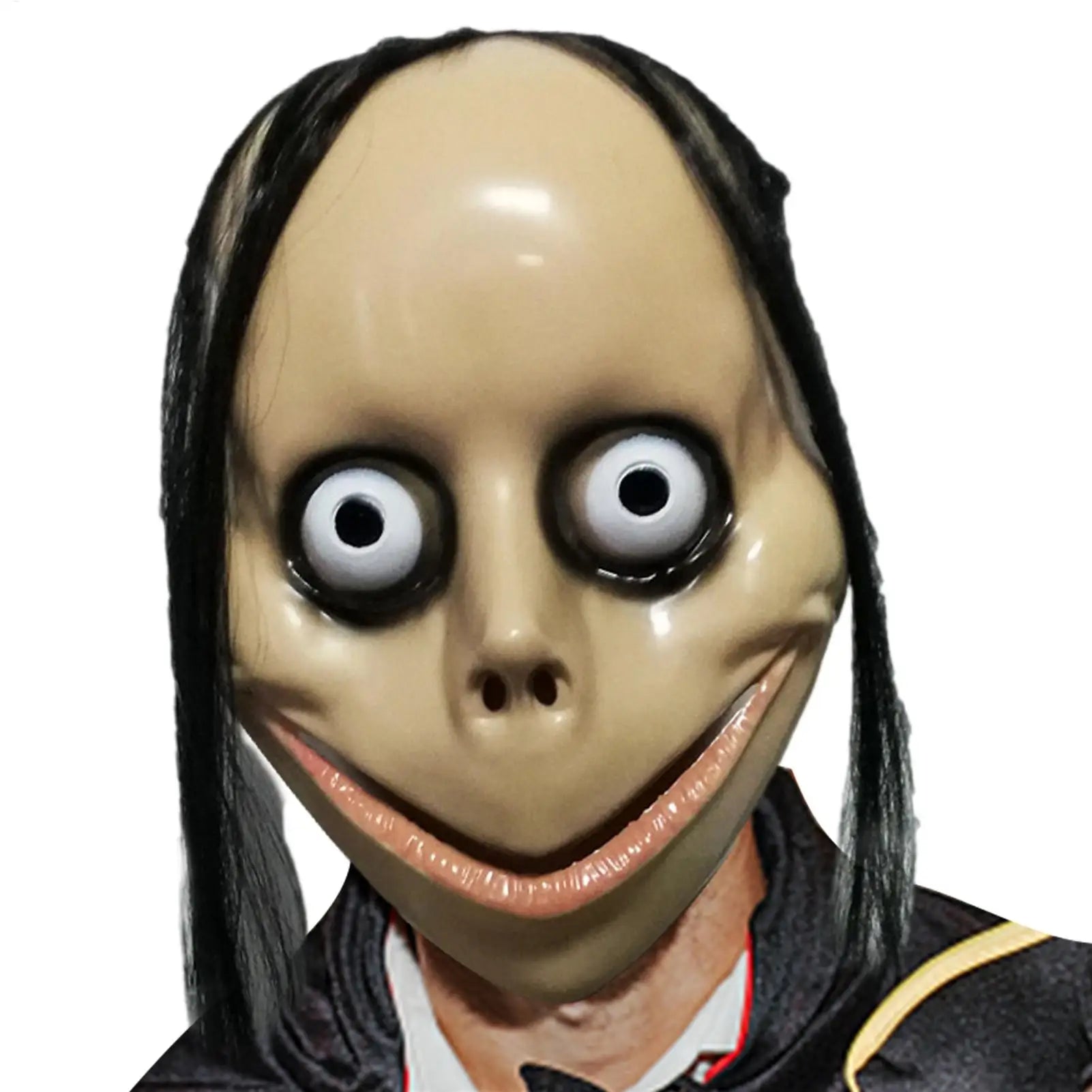 Scary Face Cover Halloween Costume Long Hair Mask V Shaped Mouth