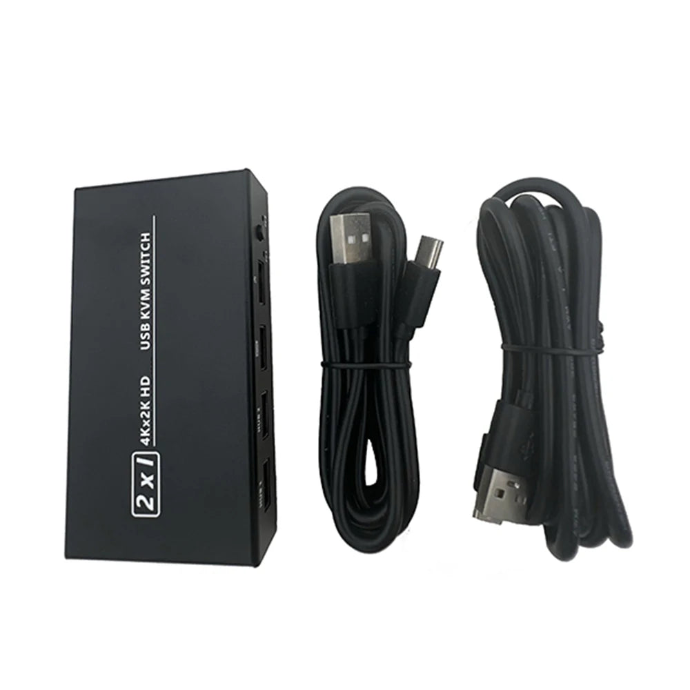 2Port HDMI-Compatible USB KVM 4K Switch Splitter For Shared Monitor Keyboard And Mouse Adaptive EDID/HDCP Printer Plug And Play Zpaxo
