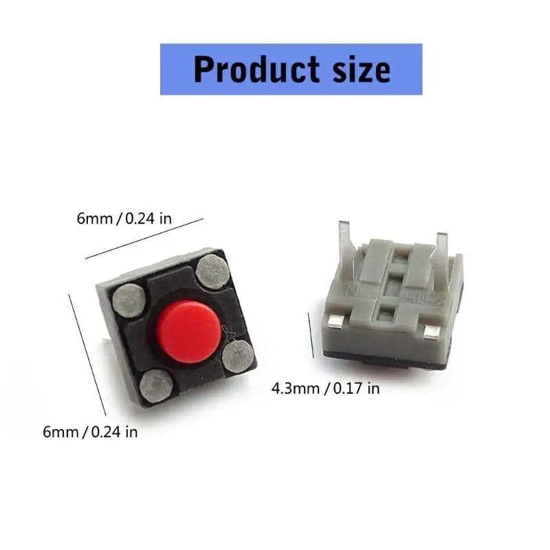 652F 10Pieces Mouse Mute Microswitch 6x6x4 Rectangle Microswitches Zpaxo